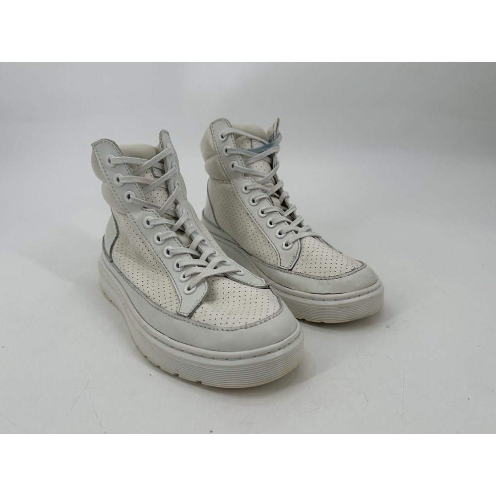 Dr. Martens Lamar Trainer Mid‎ Top Sneakers Monochrome White W's Sz US 8/EU 37